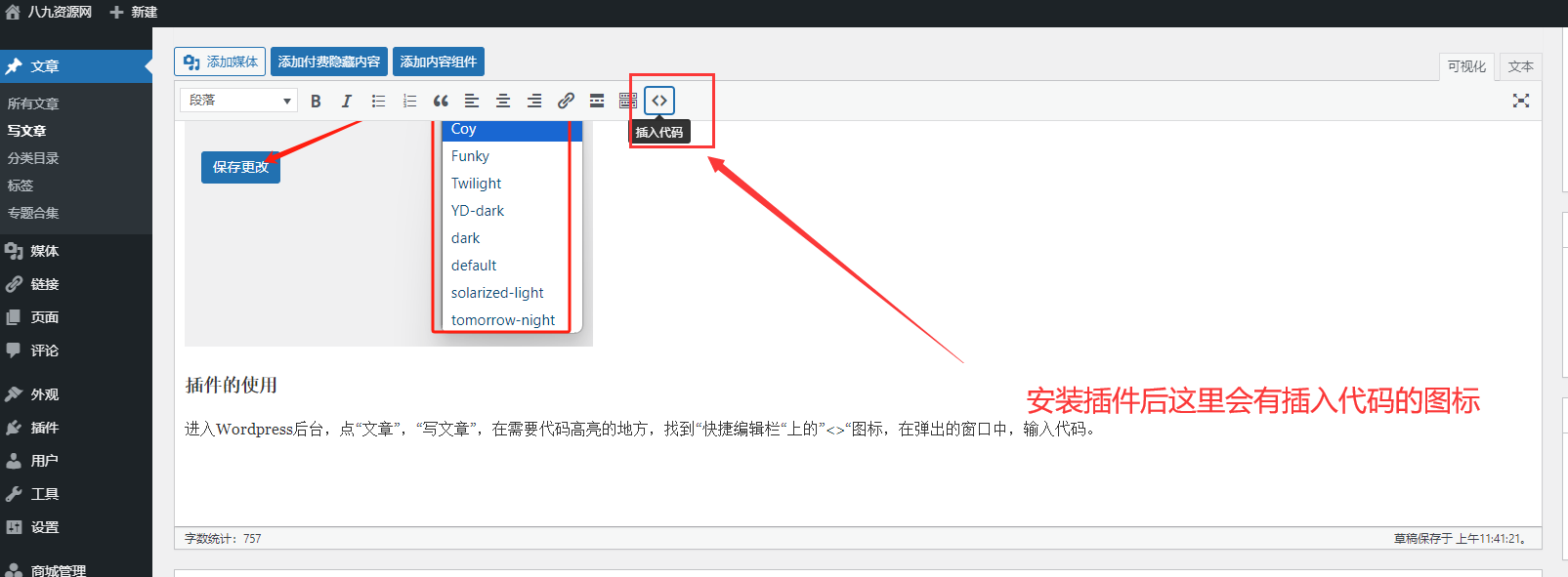 WordPress 代码高亮带一键复制代码的插件